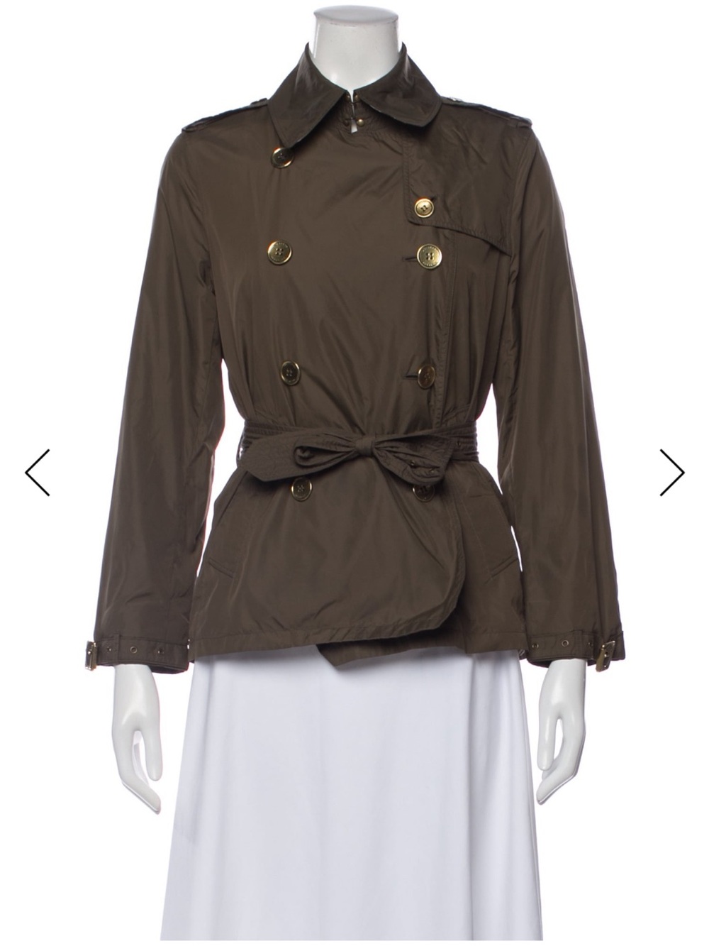 Burberry London Women’s Olive Green Double-Breasted Belted Jacket - Picture 2 of 5